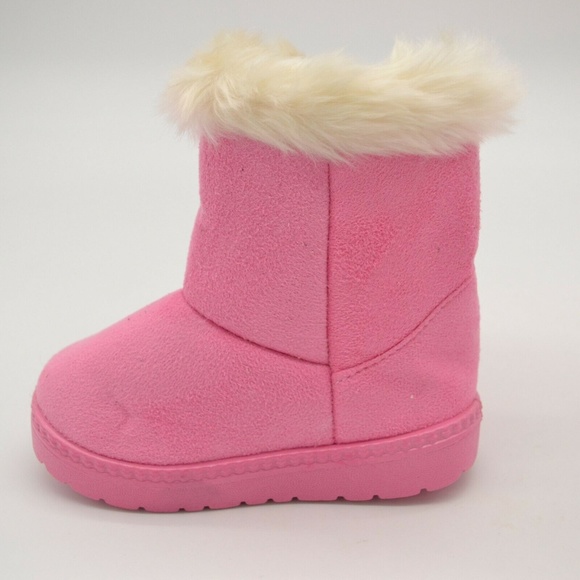 Baby Toddler Girls Pink Winter Faux Fur Boot New - Picture 3 of 7
